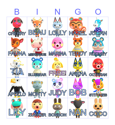 Animal Crossing BINGO! :)) Bingo Card