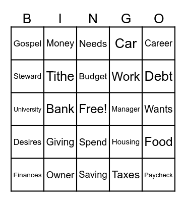 FS Financial Stewardship Bingo Card
