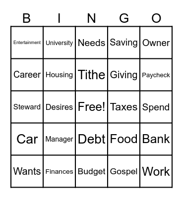 FS Financial Stewardship Bingo Card