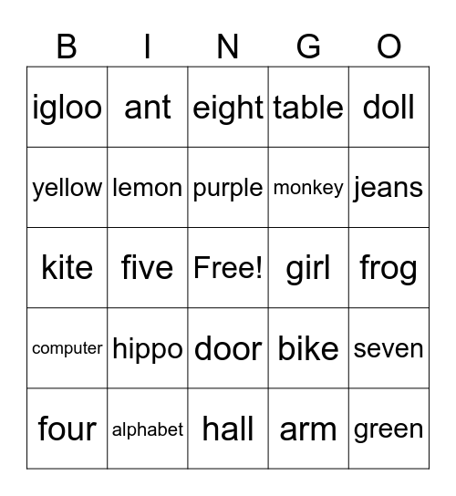 Alphabet Bingo Card