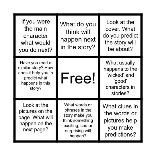 Making Predictions Bingo Card