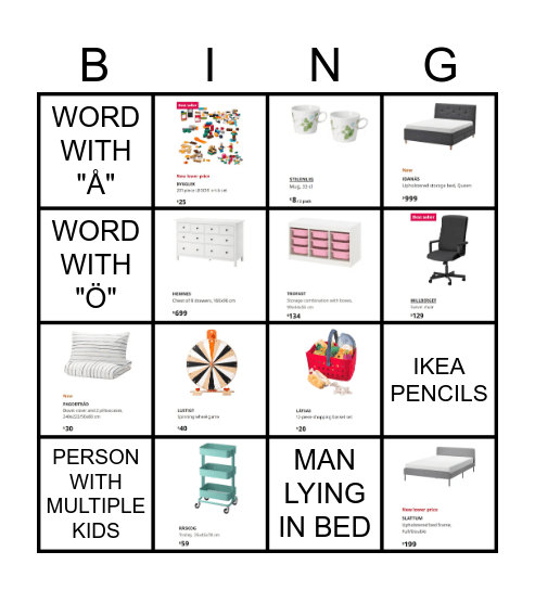 Ikea Bingo Card