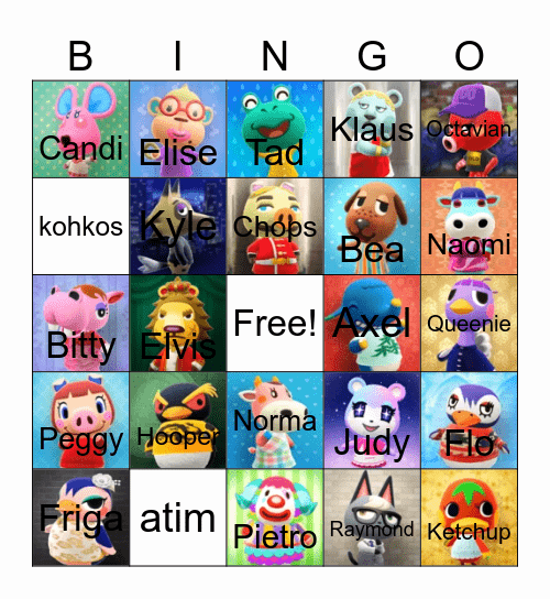 Animal Crossing Bingo Card