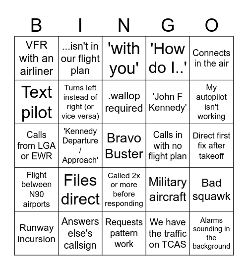 JFK Bingo Card