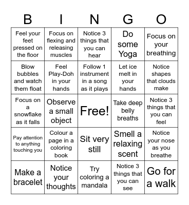 MINDFULNESS BINGO Card