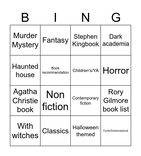 Autumn book bingo Card