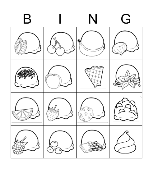 Ice cream bingo Card