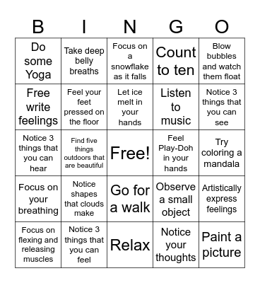 MINDFULNESS BINGO Card