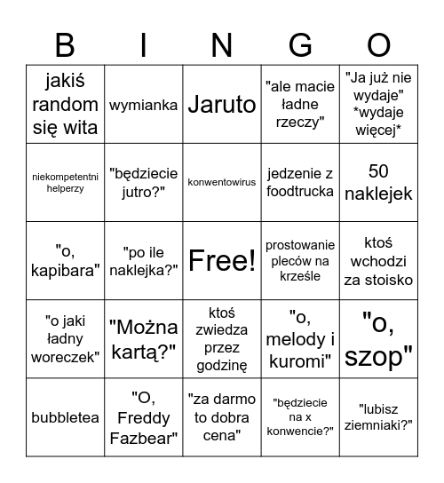 Konwent Bingo Card