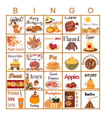 All About Autumn Bingo Card