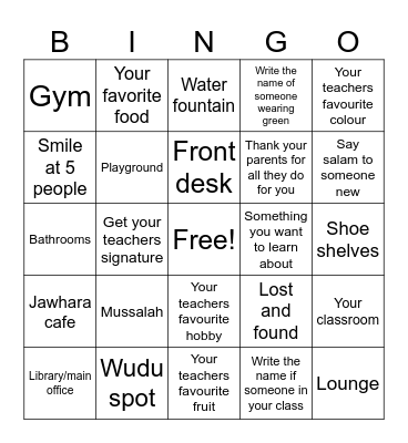 MAPS SUNDAY SCHOOL Bingo Card