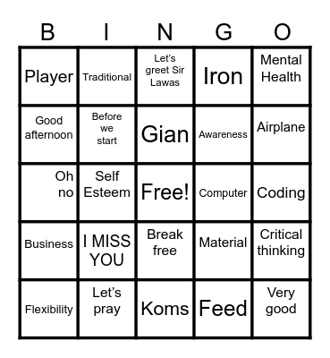 Word Bingo Card