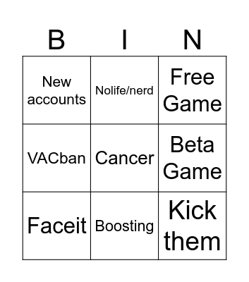 Cs2 cheating bingo Card