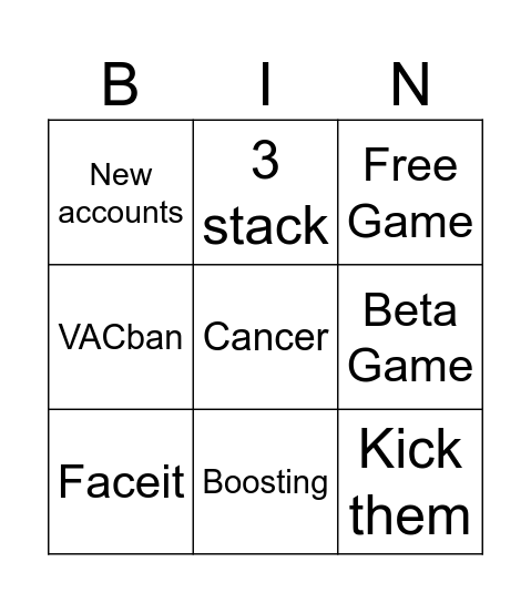 Cs2 cheating bingo Card