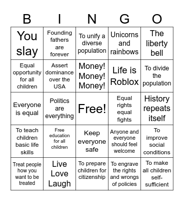 Public Missions Bingo Card