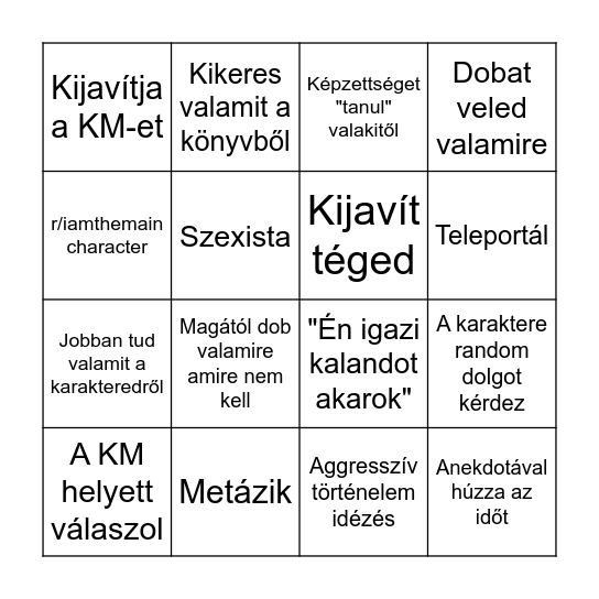 Süti Bingo Card
