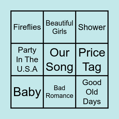 NAME THAT TUNE BINGO Card