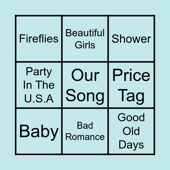 NAME THAT TUNE BINGO Card