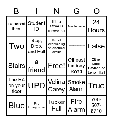 Safety Bingo Card