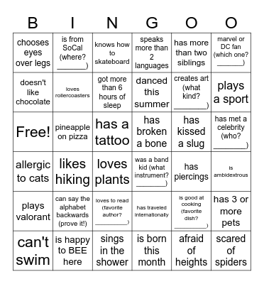 BEES BINGO Card
