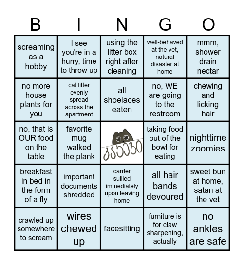 LIFE WITH A CAT Bingo Card