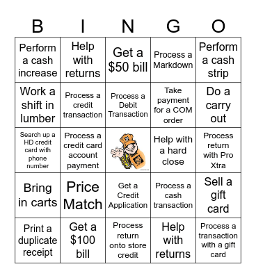 Cashier Appreciation Month Bingo Card