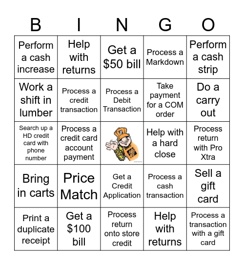 Cashier Appreciation Month Bingo Card