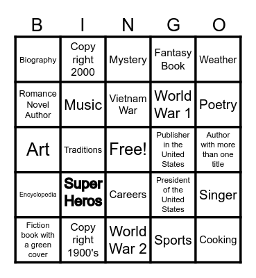 East Haven High School LMC Scavenger Hunt Bingo Card