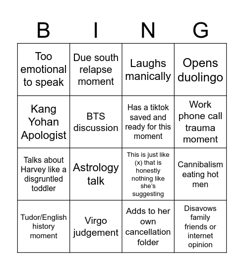 Tully Bingo 2023 Edition Bingo Card