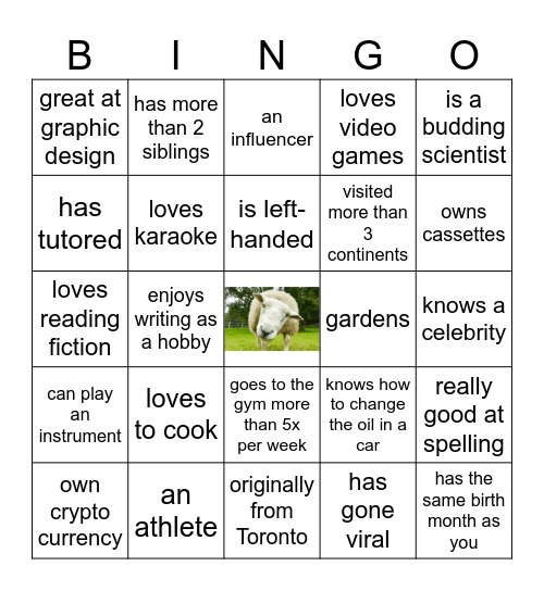 Rlg315 - Get to know each other! Bingo Card