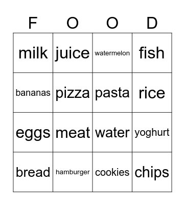 BINGO FOOD Bingo Card