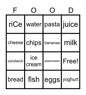 BINGO FOOD Bingo Card