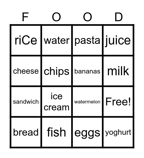 BINGO FOOD Bingo Card