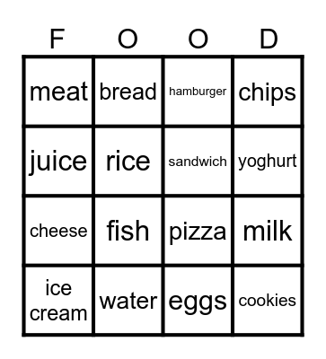 BINGO FOOD Bingo Card