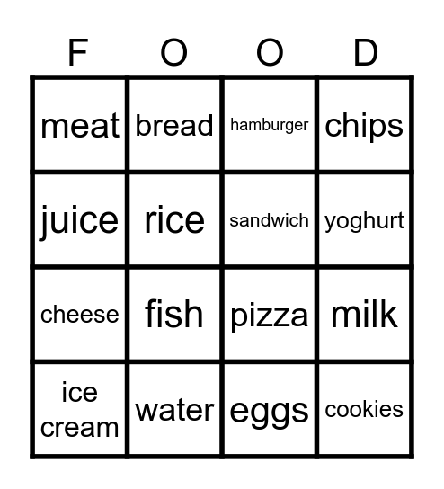 BINGO FOOD Bingo Card