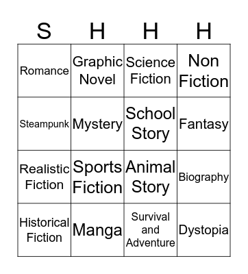 Library Genre Bingo Card
