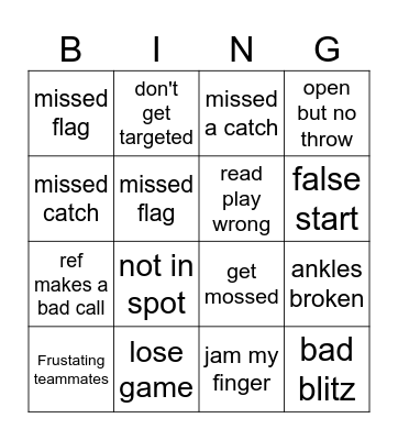 Football Bingo Card
