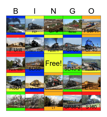 Rails of the South Bingo Card