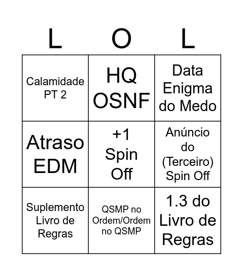 BINGO DOS SEGREDOS REVELADOS Bingo Card