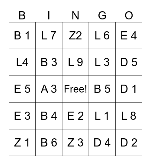 IXL Math Bingo Card
