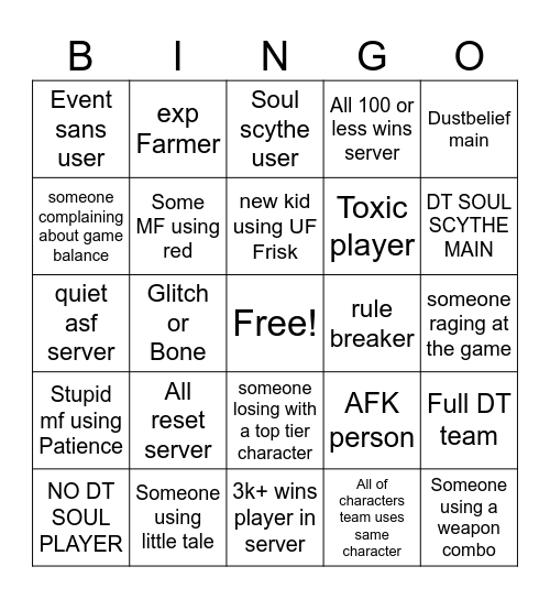 ULC BINGO THING Bingo Card