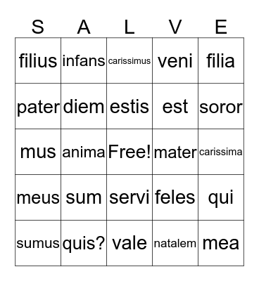 MEET THE FAMILY! Bingo Card