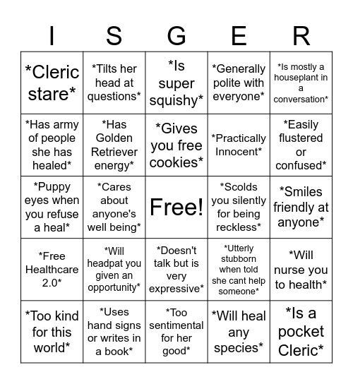 Isgerd Bingo Card