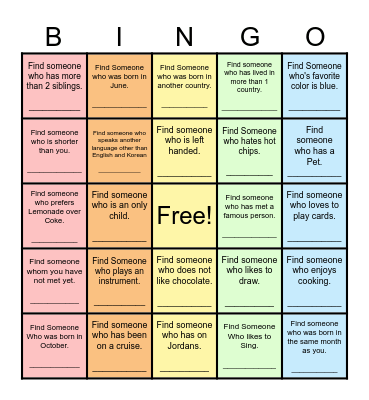 Find Someone Who... Bingo Card