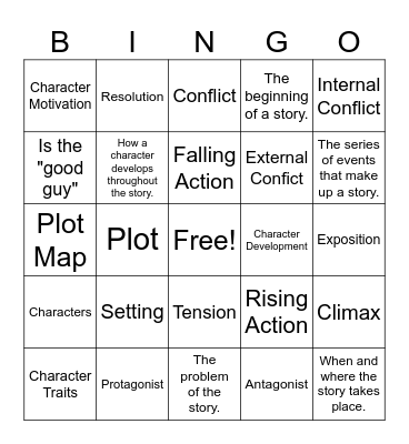 Story Elements Bingo Card