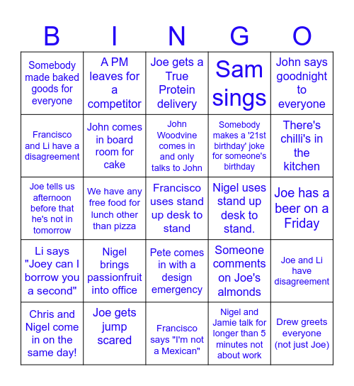 Perigon Design Team Bingo! Bingo Card