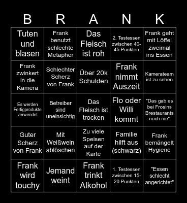 Brank Frosins Ringo Bingo Card