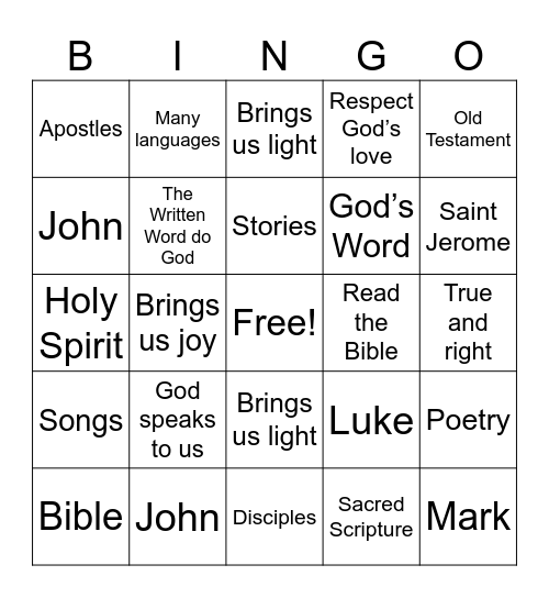 The Bible Bingo Card