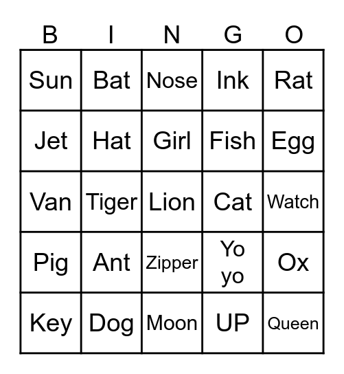 A~Z Bingo(缺X-ray) Bingo Card