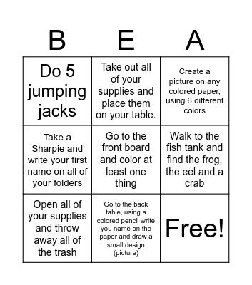kind Bingo Card